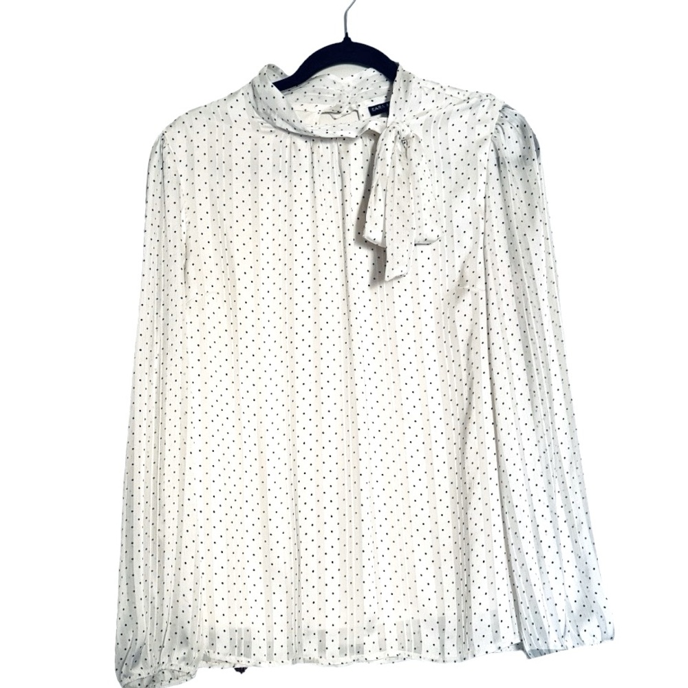 SARA MICHELLE Women’s Fancy Casual Top Blouse Shirt/ Size Large/ Color White dot